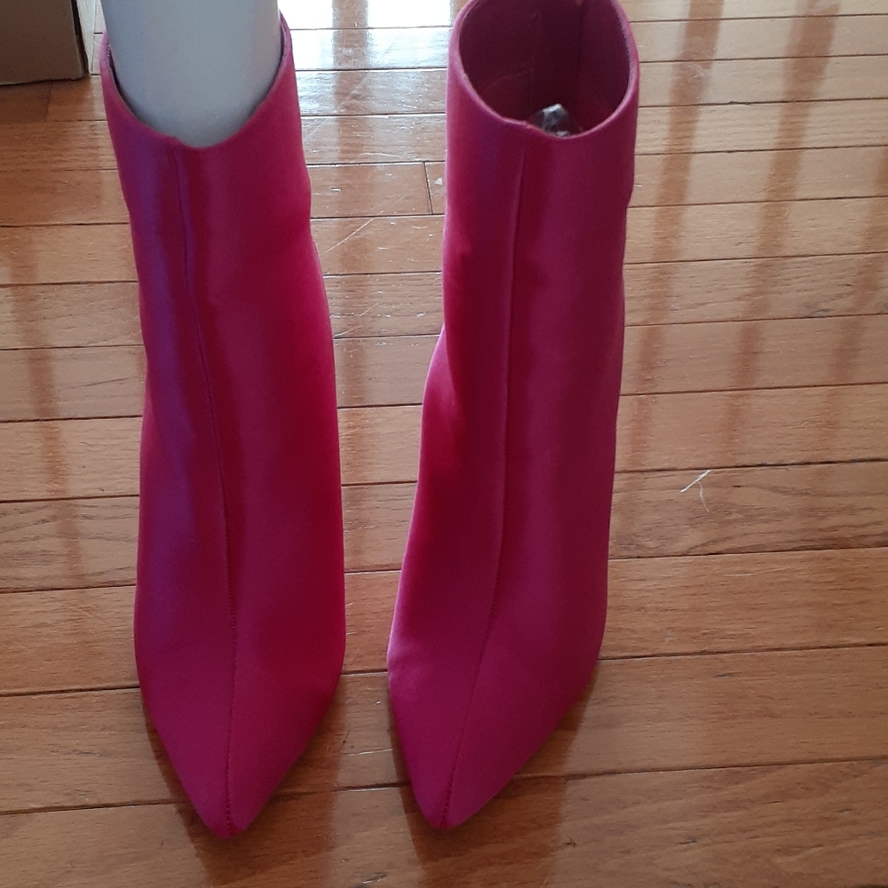 Hot Pink Sateen Booties